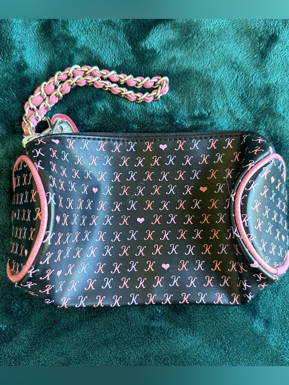 Pink & black clutch bag